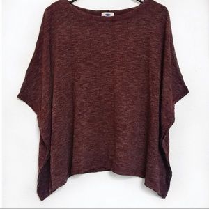 Poncho-Style Jersey Knit Maroon Pullover